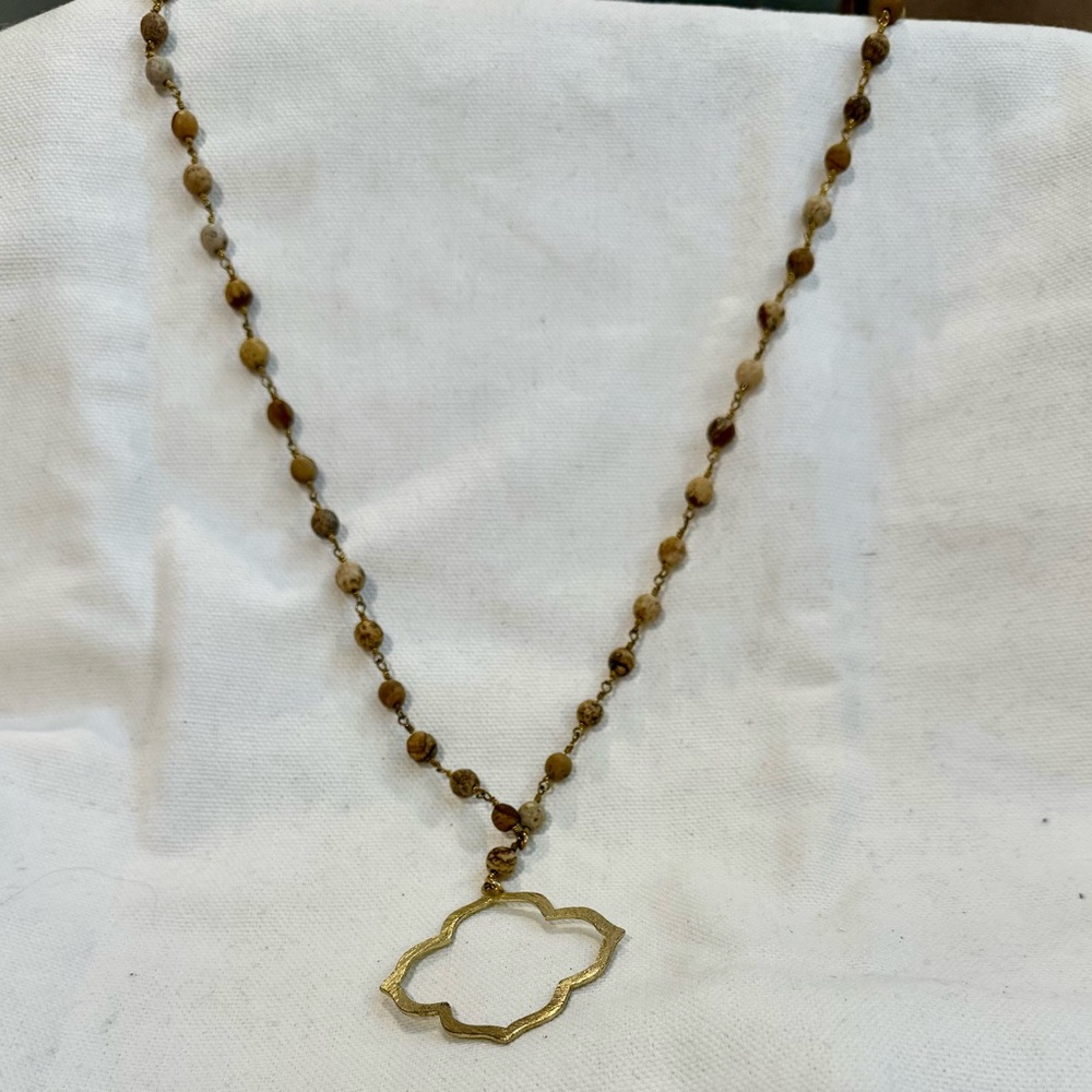 36” Elegant Beaded Brown Necklace